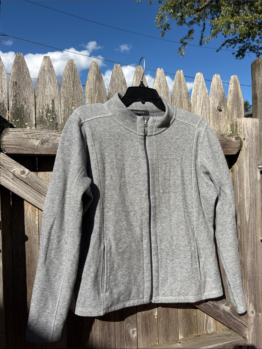 Talbots large cotton blend zip sweatshirt.